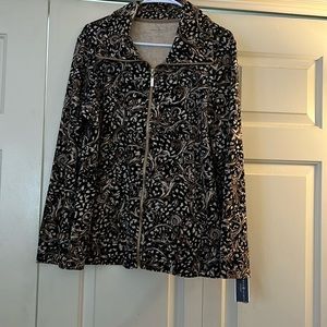 Karen Scott Velour vip front jacket NWT